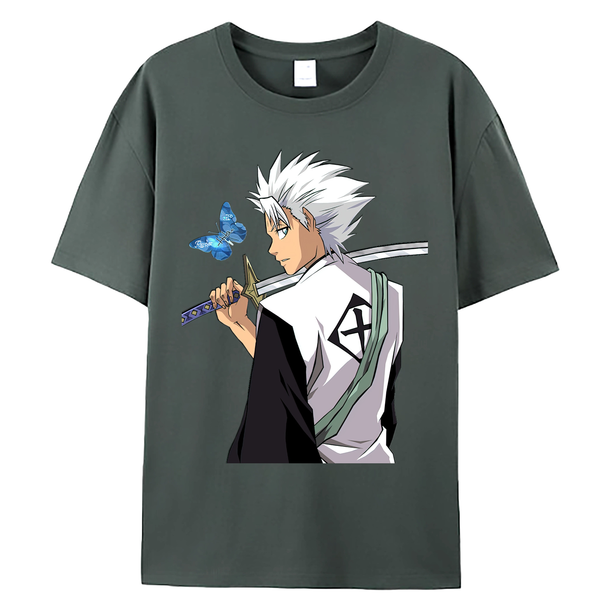 （画像用） ブリーチ 日番谷冬獅郎（ひつがや とうしろう） BLEACH Hitsugaya Toushirou 綿100％ メンズ半袖Tシャツ｜肌触りやわらか＆通気性
